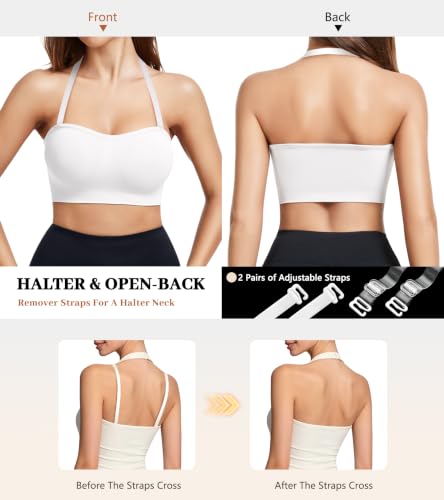 ciksob Strapless Bras for Women Seamless Padded Bandeau Bra Non-Slip Wireless Push Up Invisible Silicone Tube Top Bralette (X-Large, White) - image 4