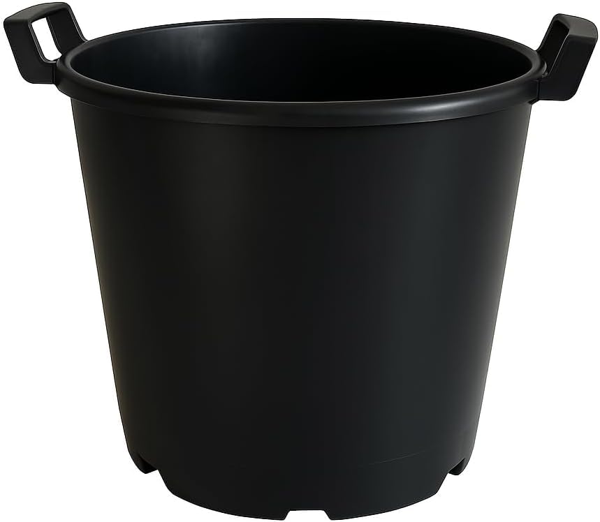 Muddy Hands 30 Litre Large Plastic Plant Pot with Handles – Heavy Duty Garden Container Planter for Shrubs, Trees & Outdoor Plants - Black (10)
