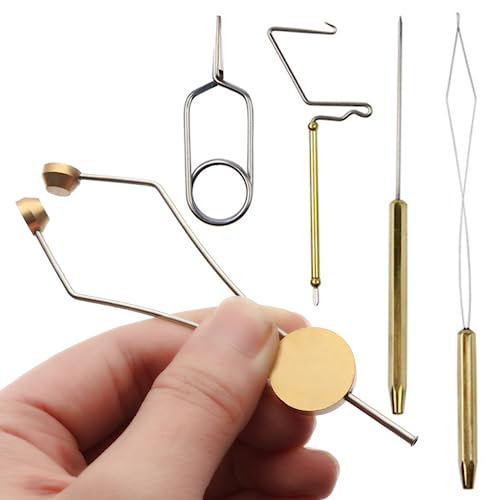 Pineeseatile Fly Tying Starter Kit Fly Tying Kit 5PCS/Set Steel Fly Tying Bobbins Tools Smooth Bobbins with Bobbin Threader Lure Making Accessories for Fly Tying Equipment
