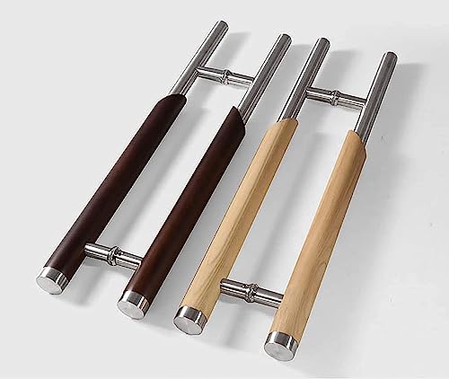 Poignées de porte en acier inoxydable et bois push pull 40" - 4