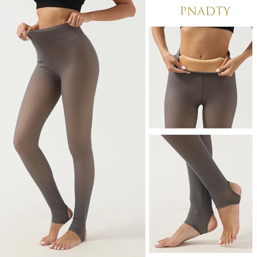 Image of Pnadty Women's High Waisted Velvet Warm Elastic Tights Winter Fleece Lined Thick Leggings Pants