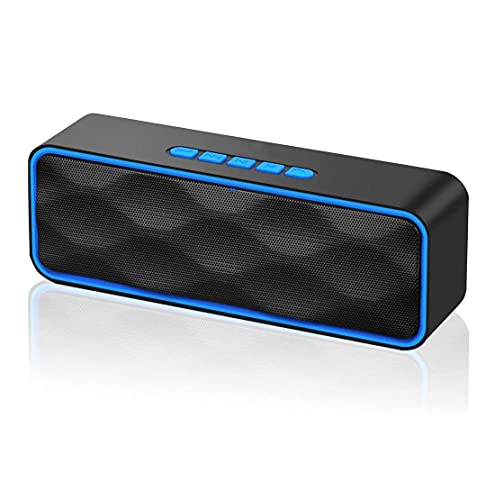 SMSOM Haut-Parleur Bluetooth Portable sans Fil, Volume stéréo, Haut-Parleur à Coupler avec Micro à encastrer de subwoofer, Radio FM, 10h Playtime