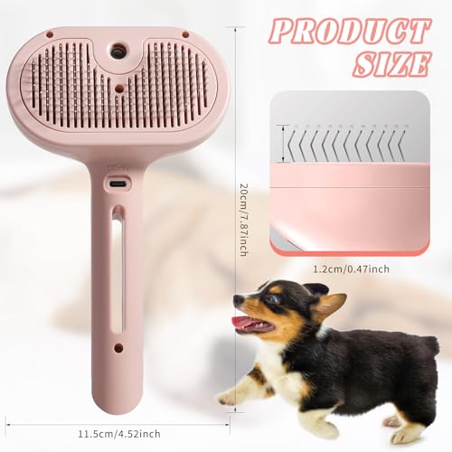 Image of Self-Cleaning Spray Cat Brush for Shedding, Removes Static Flying Hair, and Works Wonders for Both Long and Short-Haired Pets 2 In 1 Cleaning Brush for Cats And Dogs Grooming (pink)