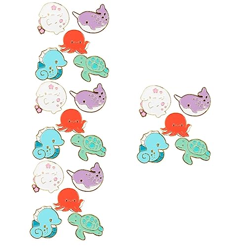 Broche animale marine Ipetboom en alliage | 4 ensembles de 5 broches mignonnes en émail