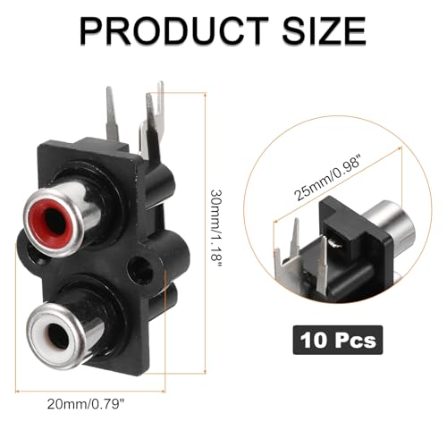 10 pcs conectores RCA hembra para panel PCB miniatura 2