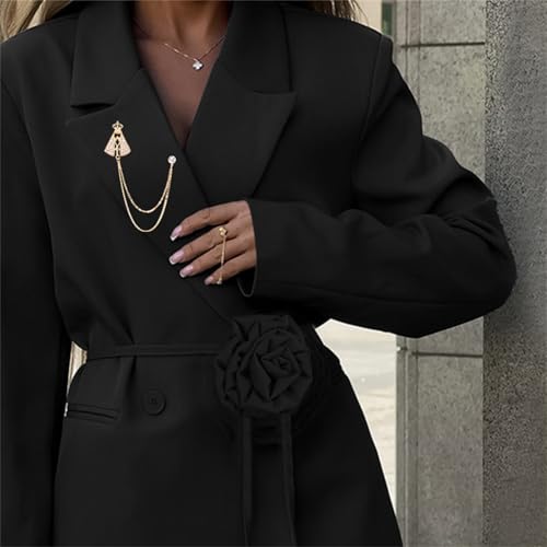 Image of 2PCS Crystal Hanging Chain Brooch Suit Pin for Men Women Vintage Crown Cross Star Diamond Broochs Gold and Silver Wedding Brooch for Clothes Dress Hats Bags Accessory