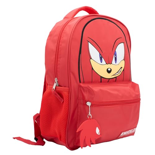 Image of AI ACCESSORY INNOVATIONS Sonic The Hedgehog Backpack for Boys & Girls, Knuckles 16 Inch Schoolbag with 3D Features, Durable School Bag for Kids, Red