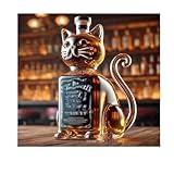 耐熱ガラス製 ウィスキーボトル 猫 キャット 動物柄 容器 ユニークなガラスデキャンタ ウィスキ一デカンタ 面白いホーム バーデコレーション お父様 ご主人へのプレゼント 工芸品 アート置物 [並行輸入品]