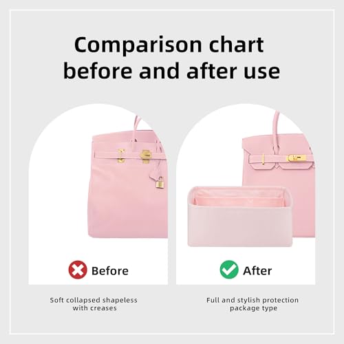 Image of DGAZ Silk Purse Organizer Insert For Hermes Hac 28 /32 /40 /45 /50 Bags, Luxury Handbag & Tote Organizer, Simplicity bag organizer(Pink,Hac32)