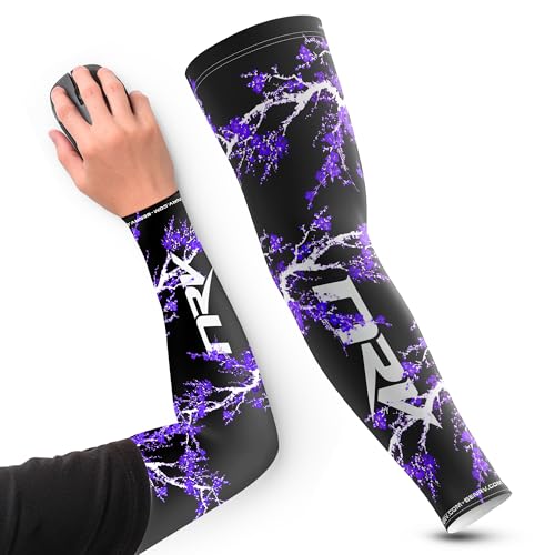 NRV Brazalete Gaming eSport Dark Sakura - Compresión Confort y Control - Anti-Fricción - Diseño Japonés Elegante - Negro & Púrpura - Talla S a 3XL, morado, 3XL