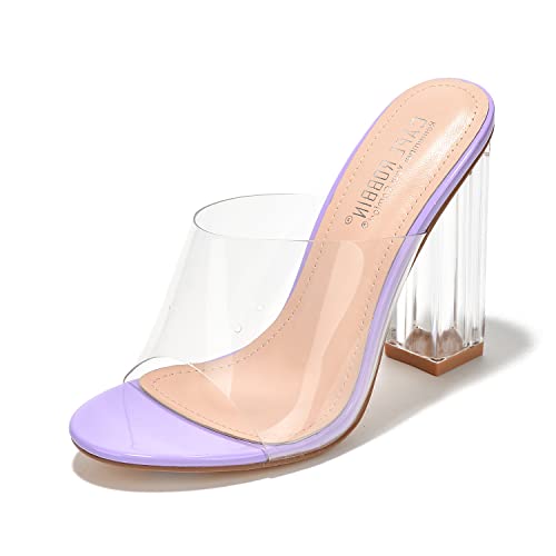 Image of Cape Robbin Fusion Chunky Block High Heels for Women, Transparent Booties for Women