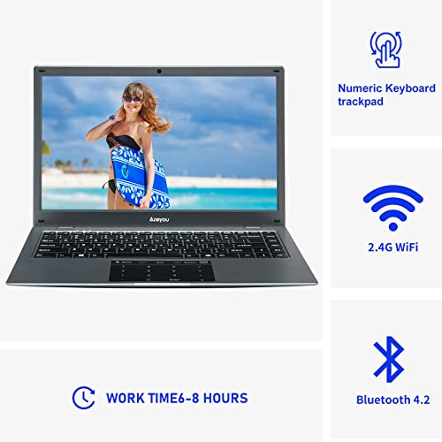 2022-Newest-Azeyou-141-Thin-Light-Business-Student-Laptop-Computer-up-to-28GHz-Intel-Celeron-N4020-Processor-4GB-DDR4-RAM-64GB-Storage-2MP-Webcam-WiFi-Bluetooth-Windows-11-Laptop-Gray