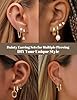 14K Gold Plated Huggies Hoop Earrings Set for Women Hypoallergenic Surgical Steel Cartilage Flat Back Stud Earrings for Sensitive Ears Gold Hoops Earring Stack for Multiple Piercings #3