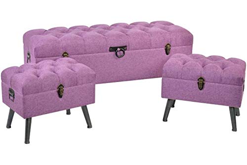 DRW - Set di 3 calzascarpe in poliestere e metallo, colore: lilla, 121 x 42 x 53 cm
