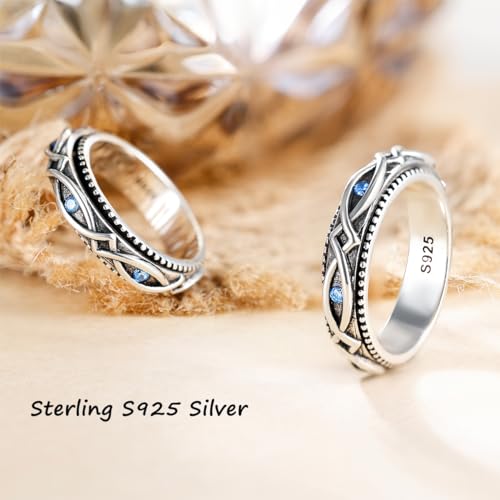 LYTTMAB S925 Sterling Silver Spinner Ring for Anxiety Women Men3