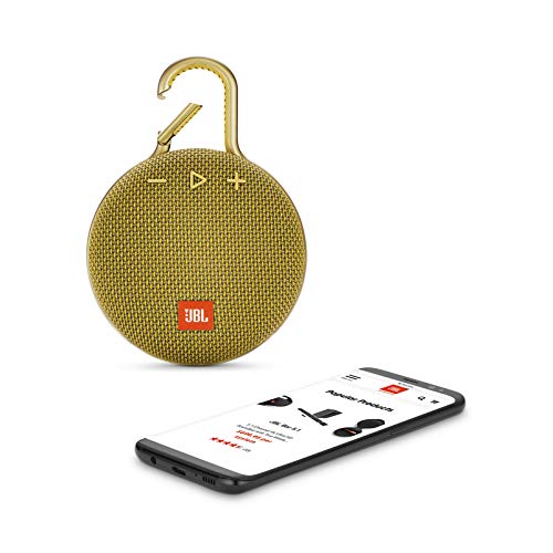 Image of JBL Clip 3, Wireless Portable Bluetooth Speaker with Mic, JBL Signature Sound, Integrated Carabiner, Vibrant Color Options with IPX7 Waterproof & AUX (Yellow)