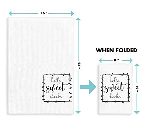 Peaces Of Joy Hello Sweet Cheeks Funny Hand Towel Sayings For Bathroom, Rustic Cute Dish Kitchen Fingertip Towels For Home, Decorative Farmhouse Bath Sign Gifts #TOP1