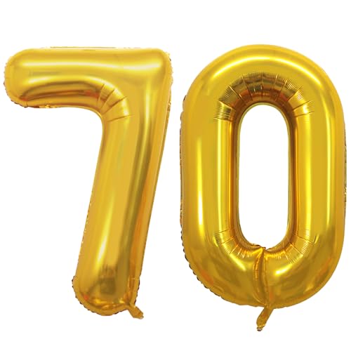 GOER Number 70 Balloons for 70th Birthday Party Decorations 42 Inch Jumbo Foil Helium Balloons for 70th Anniversary (Gold)