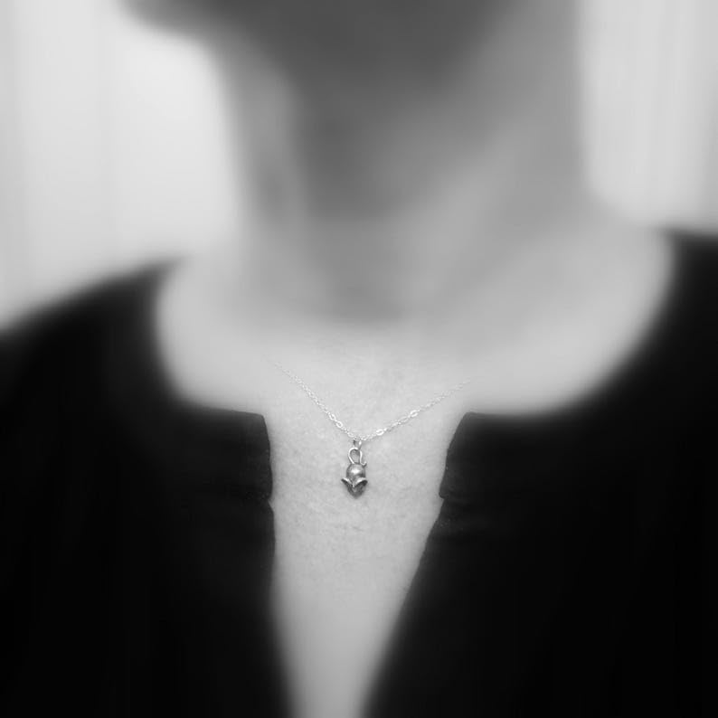 Collar de ratón en plata de ley 925 colgante animal pequeño amuleto roedor cadena 45cm 4