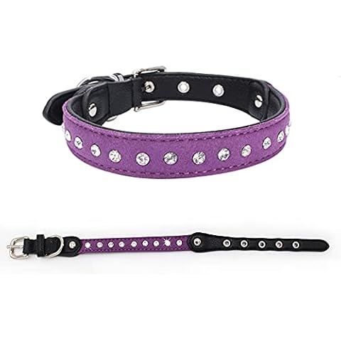 HimyBB Dog Collar Sparkling Crystal Rhinestone Purple Adjustable Fashion Puppy Cat Pet Collars Medium Cover