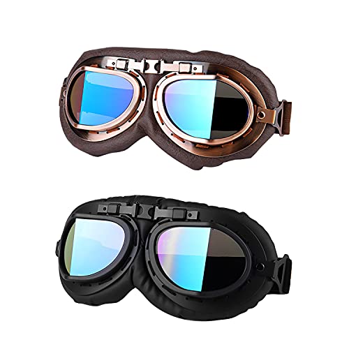 LJDJ Motorcycle Goggles - Vintage Pilot Style Goggles Dirt Bike ATV Motocross Riding Offroad Eyewear Scooter Outdoor Sports Glasses Combat Tactical Goggles for Men Women Youth Adult LJDJ Motorcycle Goggles - Vintage Pilot Style Goggles Dirt Bike ATV Motocross Riding Offroad Eyewear Scooter Outdoor Sports Glasses Combat Tactical Goggles for Men Women Youth Adult