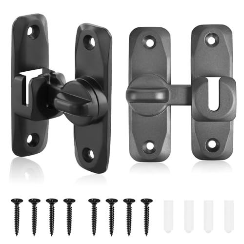 Schiebetür Schloss, 2 Stück 90/180 Grad Türriegel Schiebeschloss Klapptürriegel Riegelschloss Fenster Verriegelung Schieberiegel für Garten Küchen Innen Außentüren (2 Farbe)