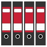 Ordneretiketten | 4 Aufkleber für breite Akten-Ordner | Farbe Blut-Rot | selbstklebende Design Akten-Etiketten | Deko Sticker für Rückenschilder Ordnerrücken | zum Beschreiben