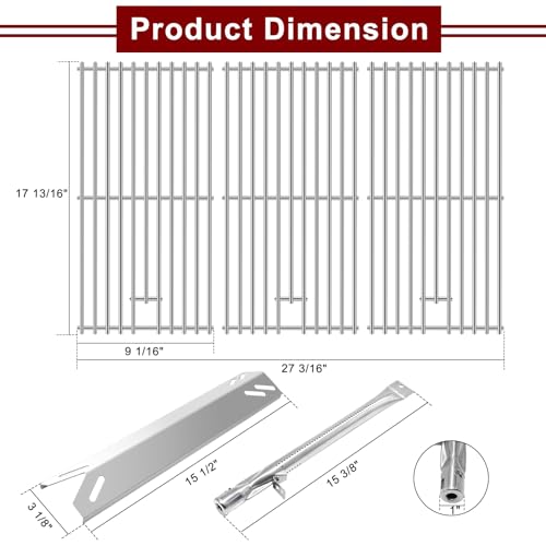 Image of Hiorucet Grill Parts for Cuisinart Grill Parts GAS9556AS GAS9556ASO, Grill Grate Burner Tube Heat Plate for Cuisinart GAS9556AS Parts, Cuisinart Grill Replacement Parts, Cuisinart GAS9556AS Grates