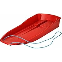 Easy Shopping Heavy Duty Colour Large Adults Kids Children Snow Sledges Toboggan Sledge Red Blue Pink Black With Rope Sled Play Snow Ice (Red)
