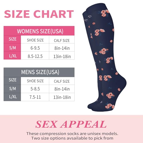 Image of 3 Pairs Knee High Graduated Compression Socks For Women and Men - Best Medical, Nursing, Travel & Flight Socks - Running & Fitness - 15-20mmHg
