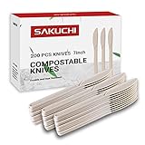 SAKUCHI Disposable Fork Knife Set,Bio-degradable Disposable Plastic Utensils Set Heavy Duty for Party Supply Dating Outdoor Activities (Fork Knives Spoon Each100Pcs)…