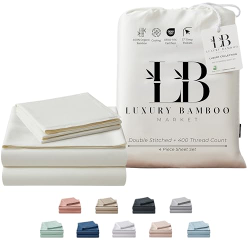 Image of Full Size Sheet Set | 100% Viscose | Organically Grown | Ultra Soft | Cooling Sheets for Hot Sleepers | 17 inch Deep Pocket [Ivory]