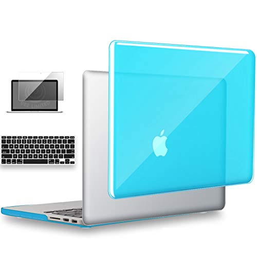 Ueswill Compatible With 3 In 1 Glossy Crystal Hard Case For Macbook Pro (Retina, 13 Inch, Late 2012/2013/2014/Early 2015), Model A1502/A1425, No Cd Rom + Keyboard Cover And Screen Protector, Aqua Blue #TOP8
