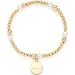 Produktbild JEWELS BY LEONARDO Armband Mathilde  elastische Arm-Kette aus goldfarbenem Edelstahl  Edelstahl-Perlen, Imitationsperlen und Münzplättchen-Anhänger  19,5 cm Länge  Geschenk Damen  024275