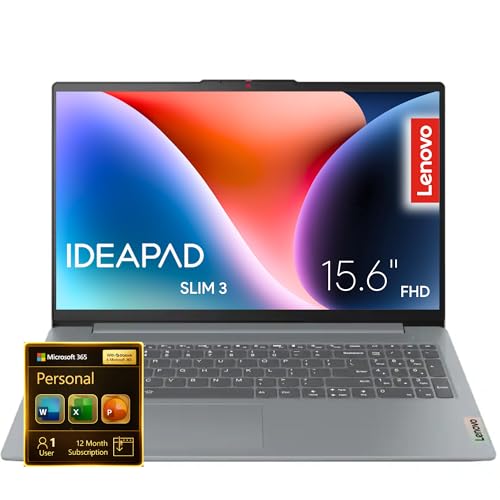 Lenovo IdeaPad Slim 3i - 15.6“ FHD Dispaly - Intel 4 Cores - Microsoft 365 Included - 1.2TB Storage | 128GB SSD,128GB External and 1TB Cloud, Military-Grade, no Mouse | Learn, Work, and Stream