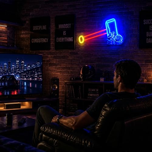 Image of Neon Sign, FPLL Neon Signs for Wall Decor Blue Red LED Signs for Man Cave Game Room Home Party Birthday Decor Bar Beer Sign - USB Powered