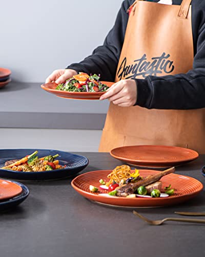 Henxfen Lead Ceramic Salad, Dinner Plates Set Of 4, Serving Dishes For Dessert, Appetizer, Pasta - Stoneware Dinnerware Set, 8.7 Inch - Brown #TOP4