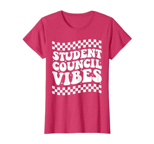 Student Council Vibes Retro Groovy School Student Council T-Shirt, Women, Red Heather, Large