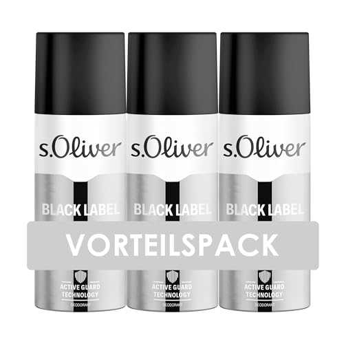 s.Oliver® BLACK LABEL Men I 3er Pack - Deodorant - zeitlos & maskulin - lang anhaltender Schutz I 150ml Natural Spray