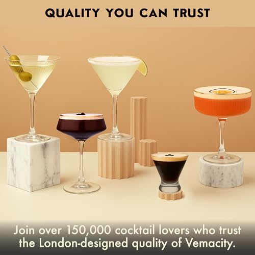 Vasos de martini VEMACITY sin pie estables y duraderos con herramientas de bar doradas 8