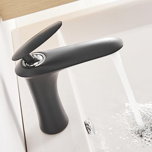 Robinet de lavabo de salle de bain mitigeur monocommande avec tuyaux et vidange