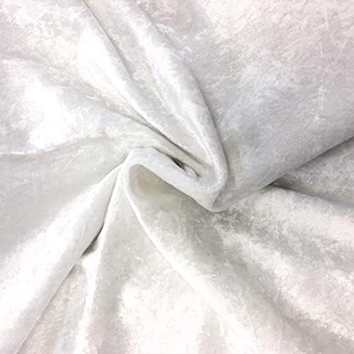 Novato Textiles Premium Crushed Velvet Stretch Velour Glitz Fabric Material 150cm Wide (White, 1 Meter pre Cut)