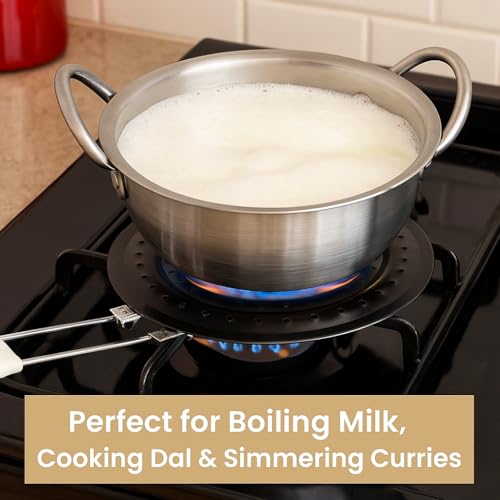 Image of Alark Kitchen Heat Diffuser Reducer Flame Guard Open Simmer Plate Frying Plate Solid Stainless Steel Household Kitchen Gas Stove Heat Diffuser Barbeque Cookware Top Plate Item Kitchen Tool Black
