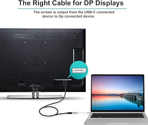 Image of BLACK CROWN USB Type C to DisplayPort DP Video Adapter Cable Compatible for Mak Book Air Pro Laptop Phone Pad Pro Galaxy Del l H P S urface