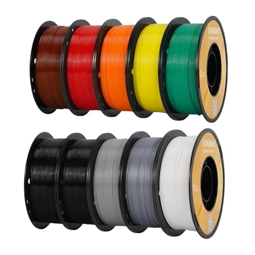 Kingroon 3D Printer Rapid PETG Filament 1.75mm,Dimensional Accuracy +/- 0.03 mm,1kg/Spool(2.2lbs),10 Spools PETG Filament Bundle-2×Black+1×White+1×Gray+1×Yellow+1×Silver+1×Brown+1×Red+1×Orange+1×Green