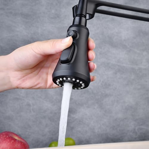 Pull Out Commercial Kitchen Taps:Professional High Arc Kitchen Sink Taps with Swivel Spout and Pull Out Sprayer - Image 4