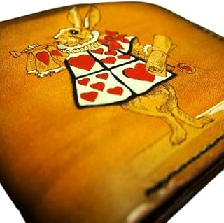 Alice in Wonderland Wallet, Rabbit Animal Wallet,3D Genuine Leather Wallet, Hand Carved, Leather Carving, Biker Wallet, Carving Wallet
