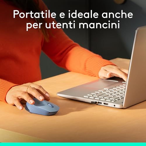 Logitech M171 Mouse Wireless per PC, Mac, Laptop, 2,4 GHz con Mini Ricevitore USB, Tracciamento Ottico, Durata della Batteria di 12 mesi, Ambidestro - Blu Grigio - Immagine 2