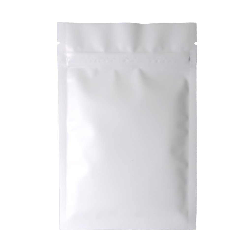 100 Double-Sided Matte White Zip Top Bags w/Tear Notch (10x15cm (3.9x5.9"), White)