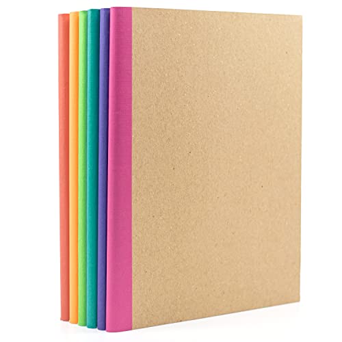 Paperage 6-Pack Composition Notebook Journals, 120 Pages, Kraft Cover With Rainbow Spines, College Ruled Lined Paper, Small Size (8 In X 5.75 In) – For School, Office, Or At-Home Use #TOP3
